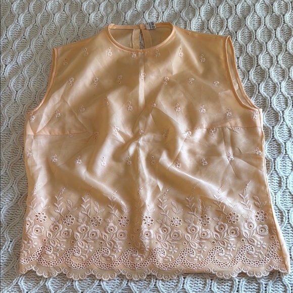 TETORON SIZE 34 Elegant Peach Embroidered Sleeveless Top - Picture 1 of 7